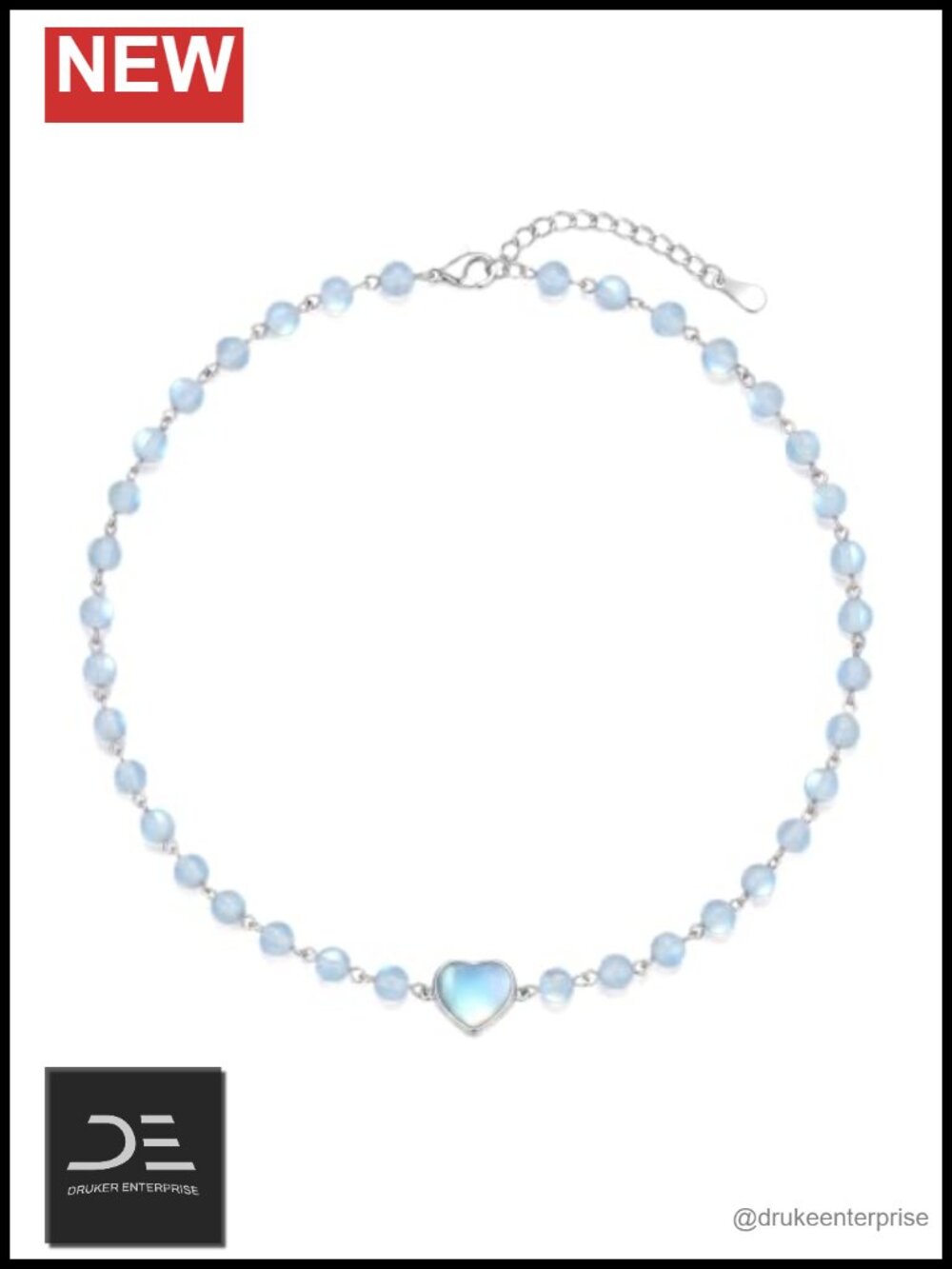 Moonstone Heart Choker Necklace 925 Sterling Silver Women's Pendant Jewelry Gift